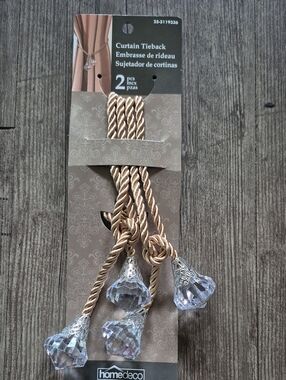 NWT !HomeDeco Set Of 2 Gold Curtain Tieback with Crystal Tassels